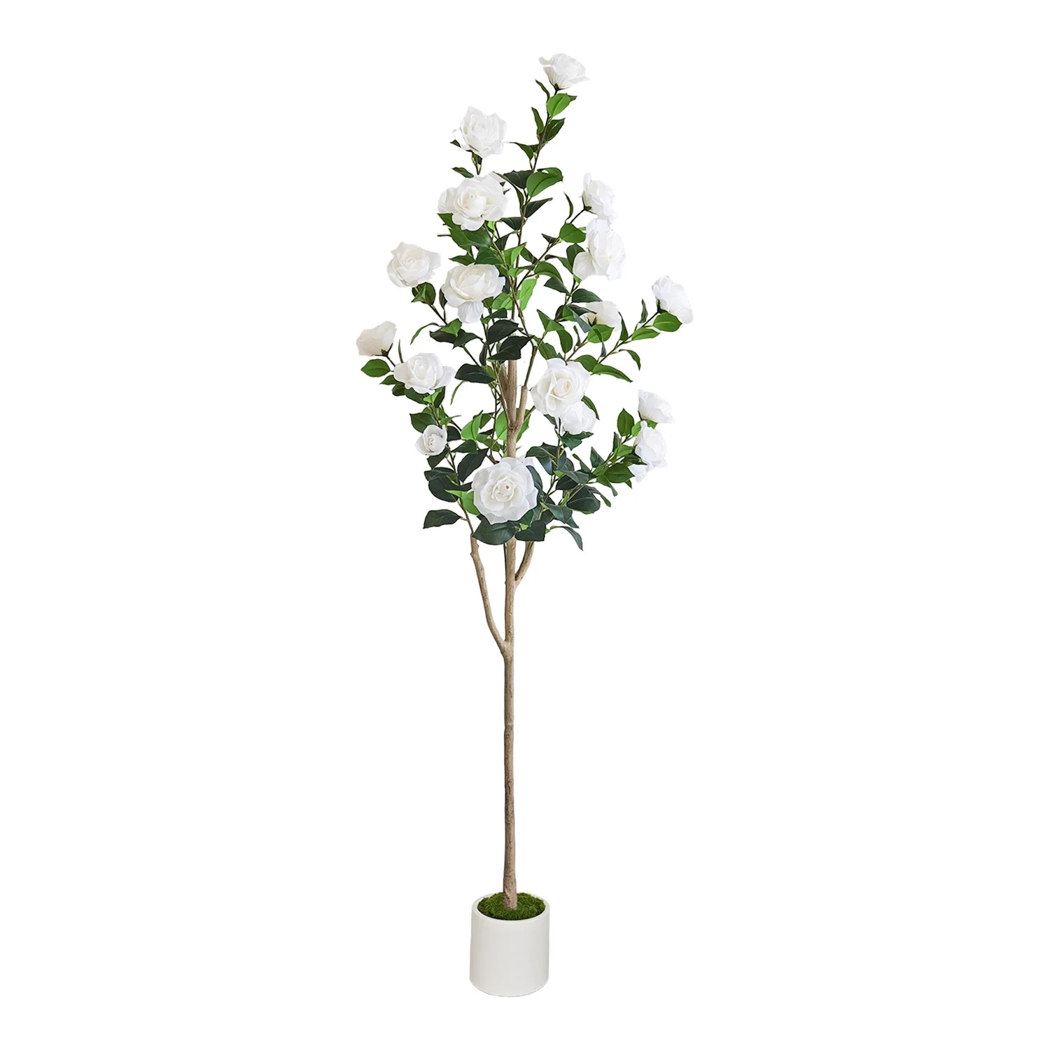 

White Artificial Rose Tree 66.93 in 170 Cm Fake Rose Plant for Home Decor