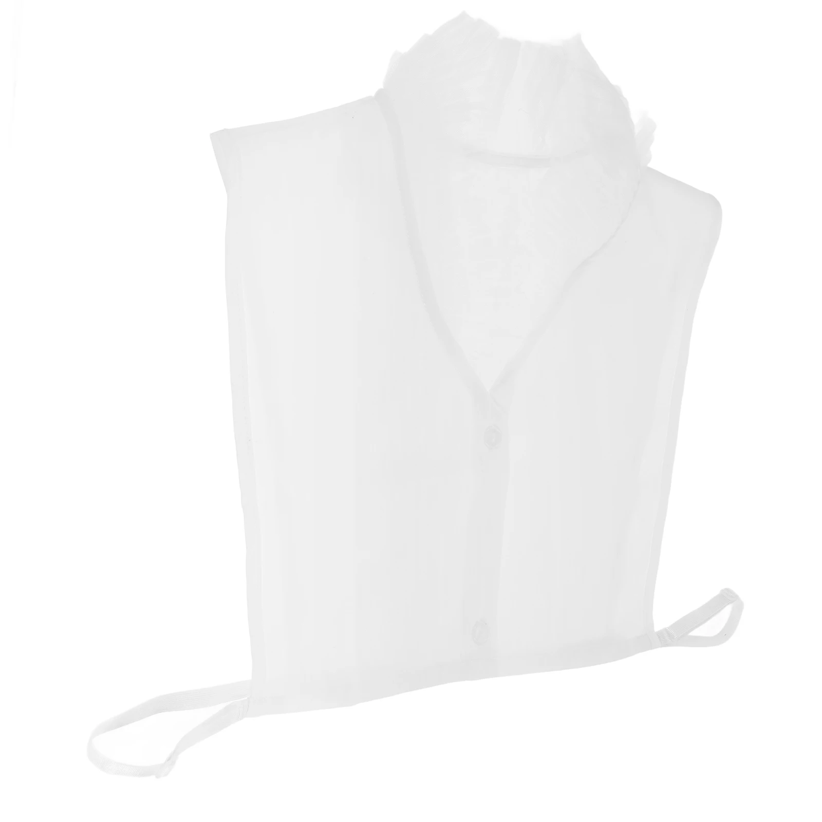 

V Shape Floral Yarn Women Sweater Base Detachable Faux Collar White Lace Blouse Insert Fake Shirt Layering Accessory Chiffon