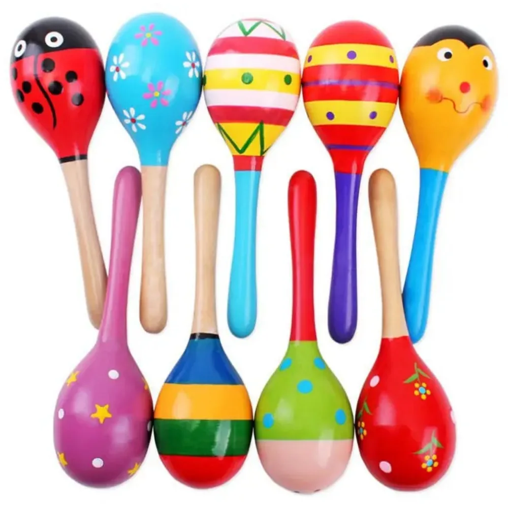 1/2pc Colorful Wooden Maraca Baby Musical Developmental Rattle Shaker Party Toy for Education Learning العاب اطفال 3 سنوات