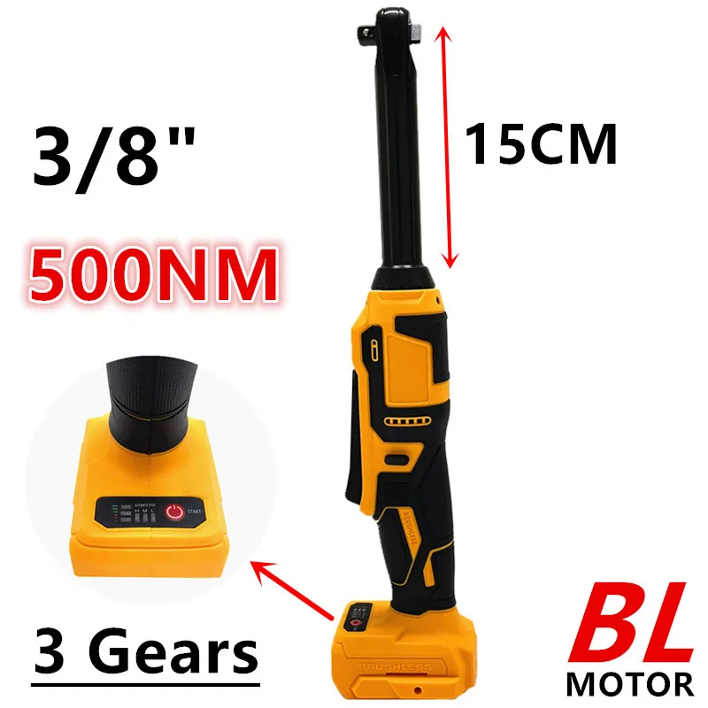 

Brushless Electric Extended Ratchet Wrench 3 Gears For DeWALT 20V Battery 3/8" Cordless Driver Removal Screw Nut Power Tools