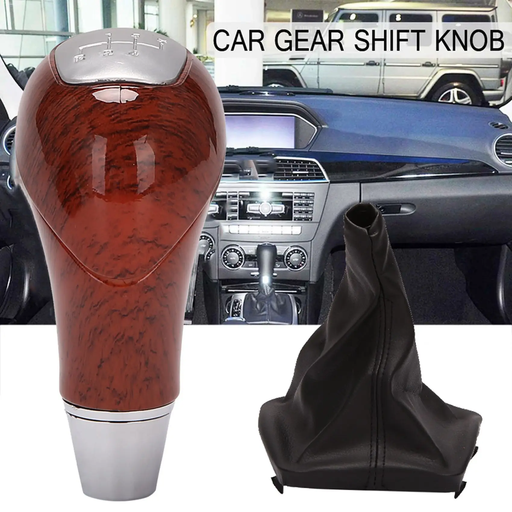 

N26R-Manual Car Gear Shift Knob Shifter Gear Lever Boot For Mercedes Benz W210/W220/W163/W202/W140