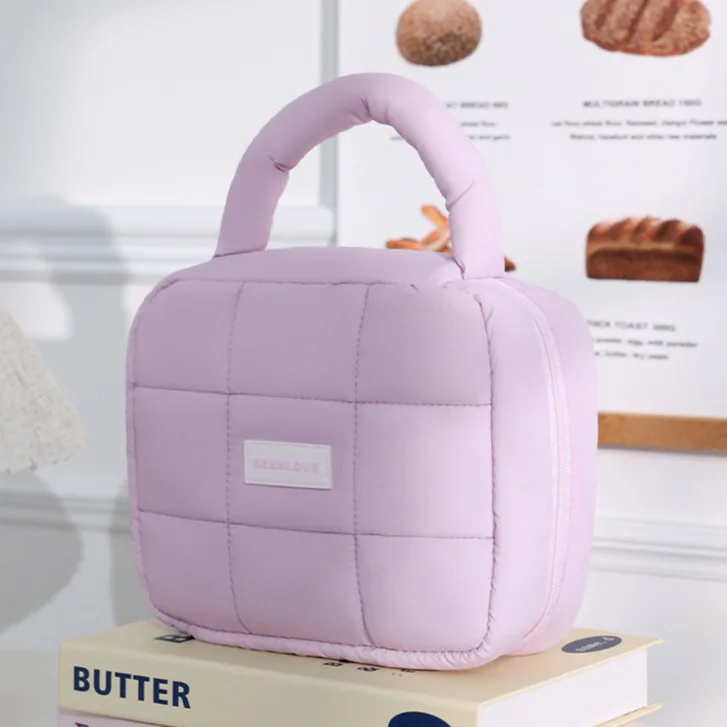 حقيبة تخزين مكياج قطنية جديدة بلون الحلوى حقيبة تخزين مربعة الشكل ذات سعة كبيرة حقيبة أدوات الزينة للسفر والمكياج #2