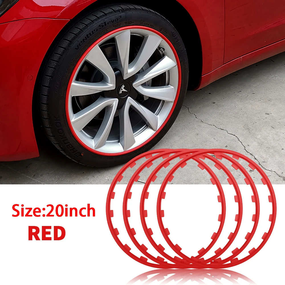 16/17/18/19/20 Inch 4 Stuks Auto Voertuig Velg Protector band Guard Ring Strip Auto Decoratie Voor Tesla Model 3 Y X S 2017-2023