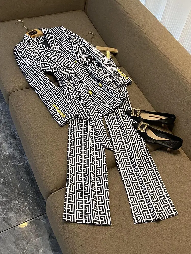 

Ele Godd Sle Длинный костюм с принтом Jaet Женское однобортное пальто средней длины с поясом и лабиринтом