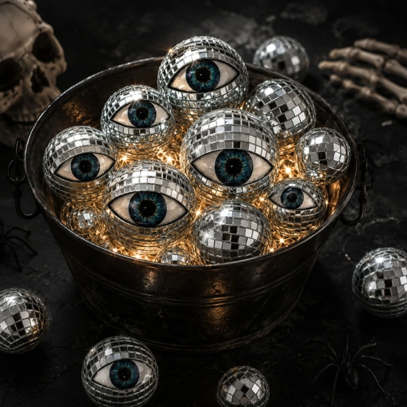 16Pcs Halloween Table Decors Disco Eyeballs Set with Mirrored Finish Foam Ornaments JOMD
