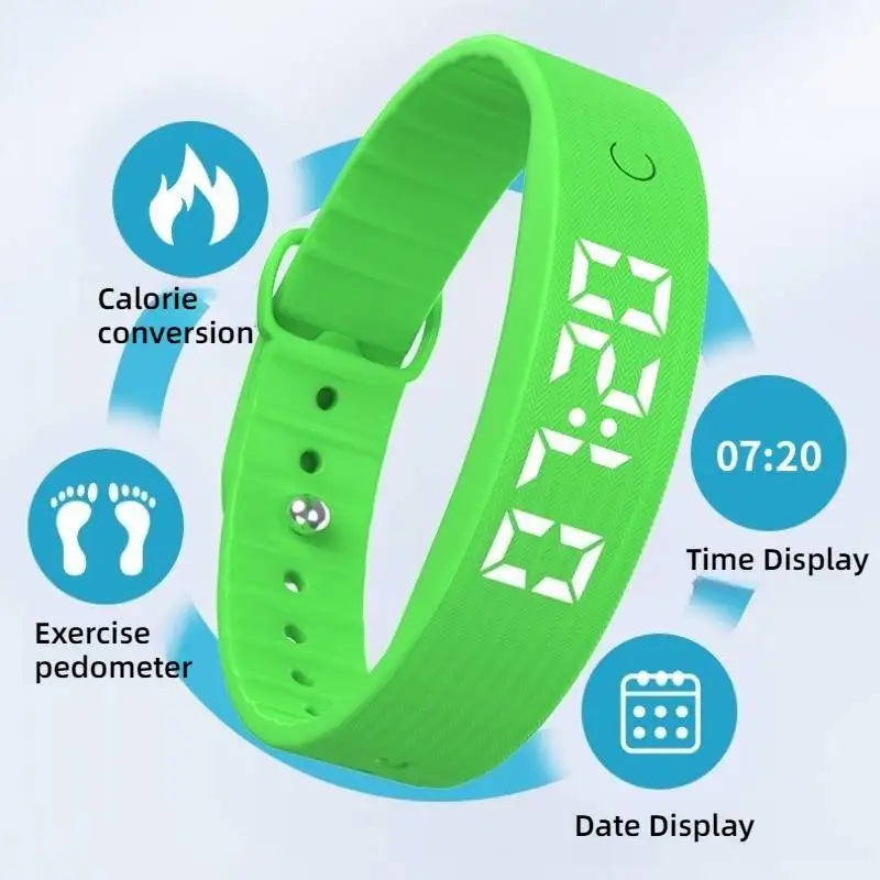 

Eco Friendly Silicone Smart Bracelet Vibration Alarm Clock Reminder Sleep Monitoring 24 Hours Pedometer Rechargeable Bracelet