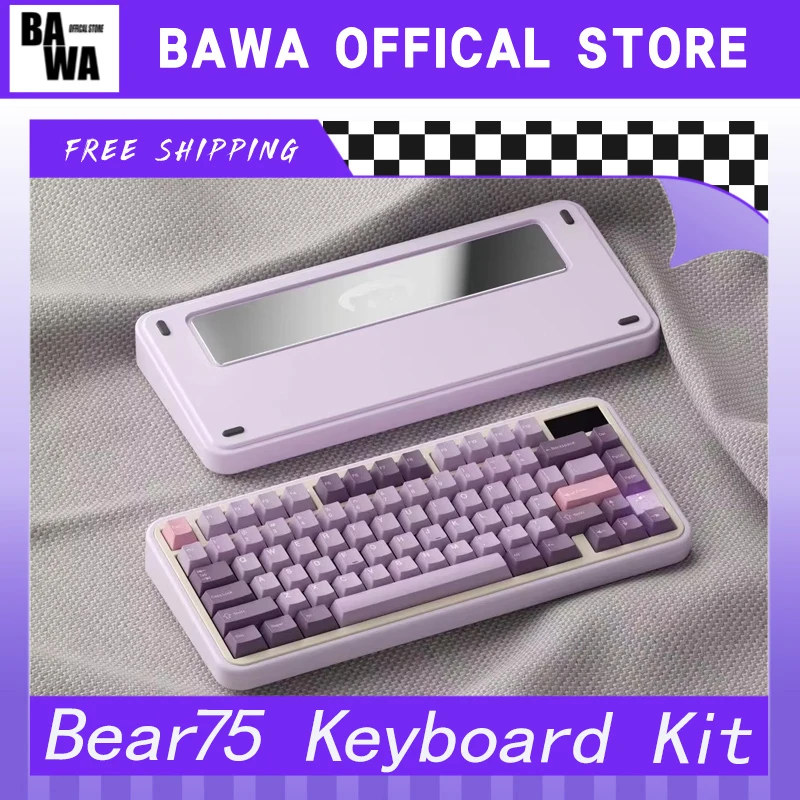 

Bear75 Mechanical Keyboard Kit Wireless Bluetooth Kit Aluminum Keyboard Gasket Screen Hot Swap RGB Custom Gaming Keyboard Kits