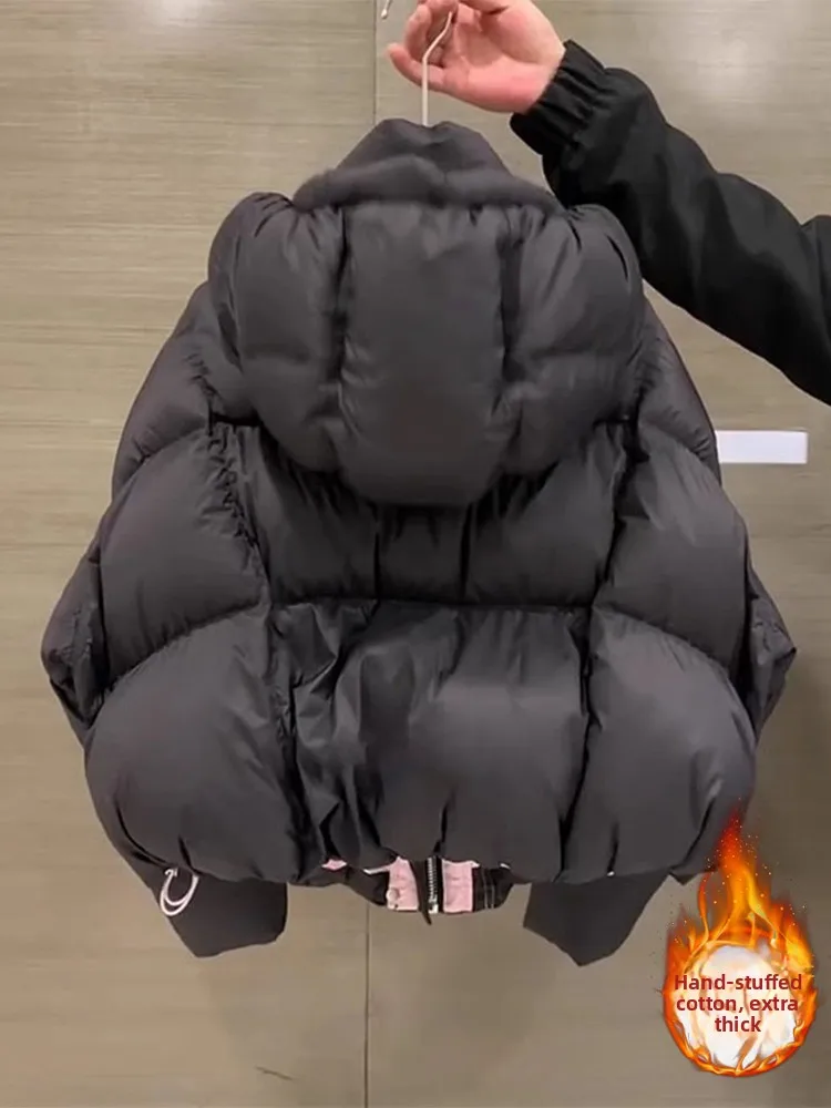 

Faionable Thiened ort Bread Sle Women's Cotton Jaet Warmth Guaranteed Winter 2026 New Arrival Ele Bla Coat