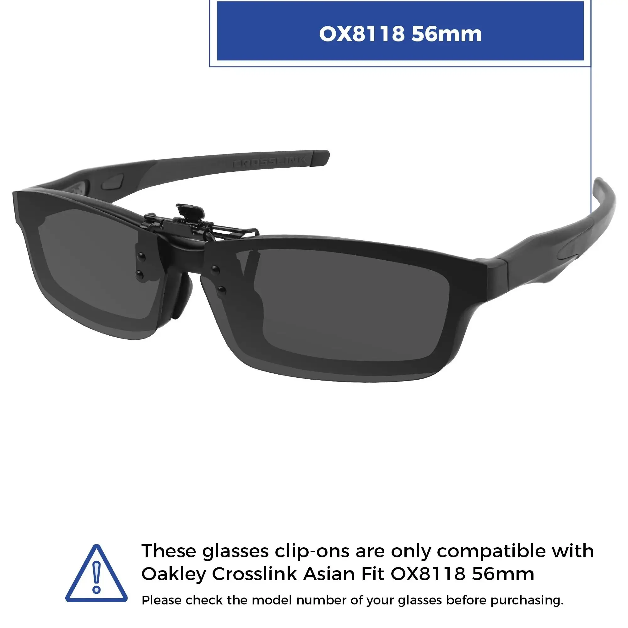 Gafas de sol polarizadas con clip abatible Rarayvix para Oakley Crosslink Asian Fit OX8118 56 mm para hombres y mujeres, gafas de sol con protección UV