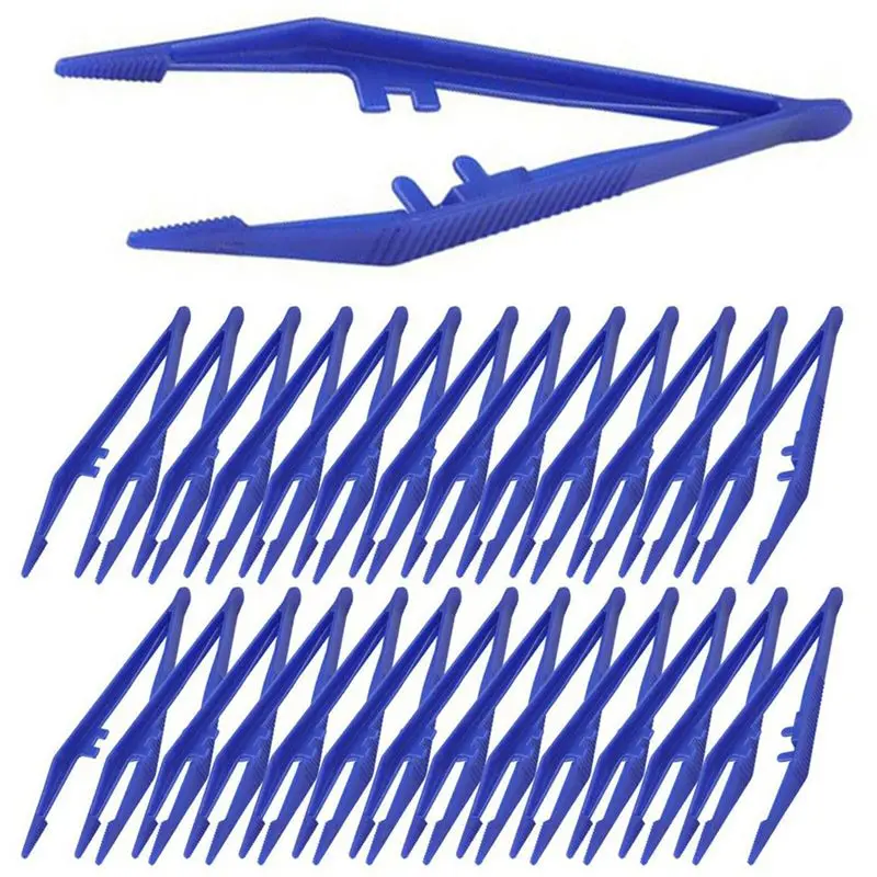 

A02M-150Pcs Plastic Tweezers, Practical Craft Tweezers Plastic Forceps Crafting Tool For Kids Home School DIY Crafts