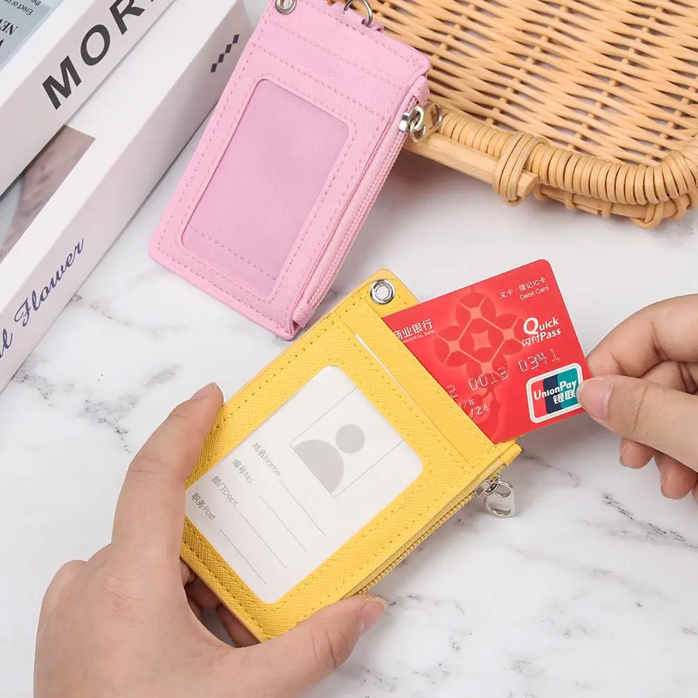 Business Bus Cards Cover Office Work ID Card Holder Coin Purse Wallet Keychain