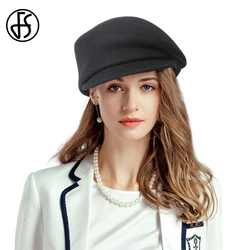 FS Peaked Cap Female White Wool Fedoras Winter Hats For Women Outdoor Millinery Fashion Riding Travel Camel Baseball Caps Ladies