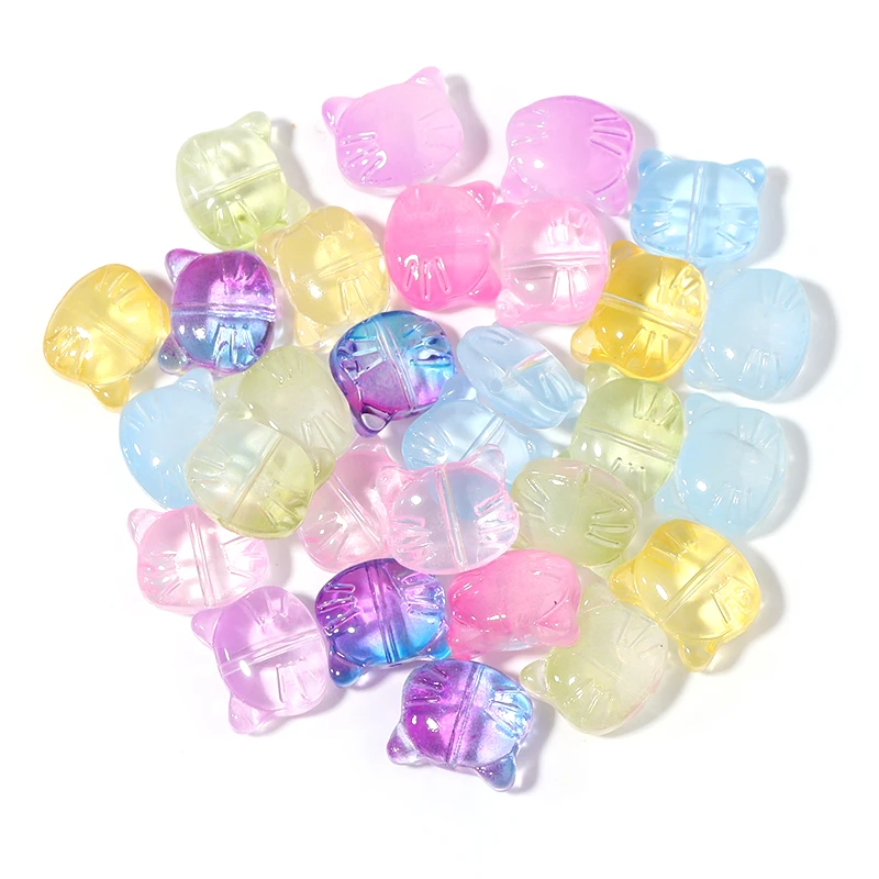 Cat shape Lampwork loose beads 30pcs/lots Crystal Glass Spacer beads For Jewelry DIY Making necklace Bracelet  Accessories