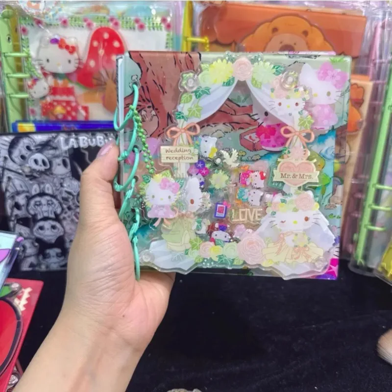 

Sanrio Cartoon Series DIY Handbook Shake Book Square A7 Notebook Hello Kitty Anime Acrylic Loose Leaf Book Notes Birthday Gift
