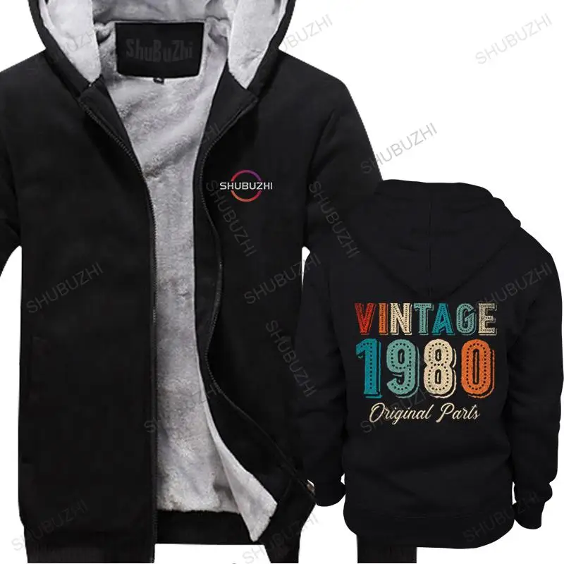 Vintage 1980 Original Parts hoodies Men Pure Cotton fall Handsome Years Old  thick  Birthday Gift fleece bwarm hoody euro size