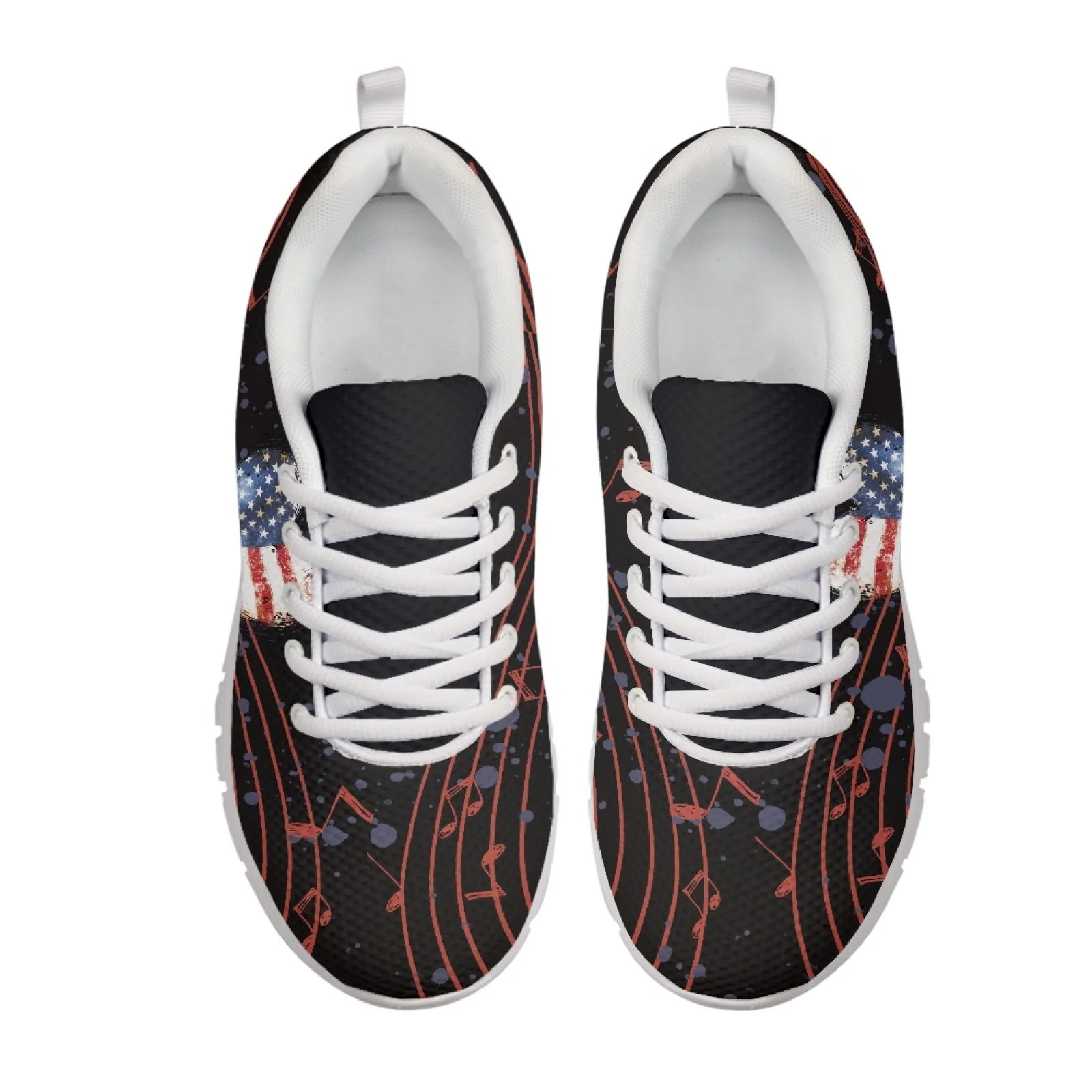 Coloranimal Low Top Durable Running Sneakers for Mens Mens Athletic Sneakers Footwear for Walking US Flag Music Note