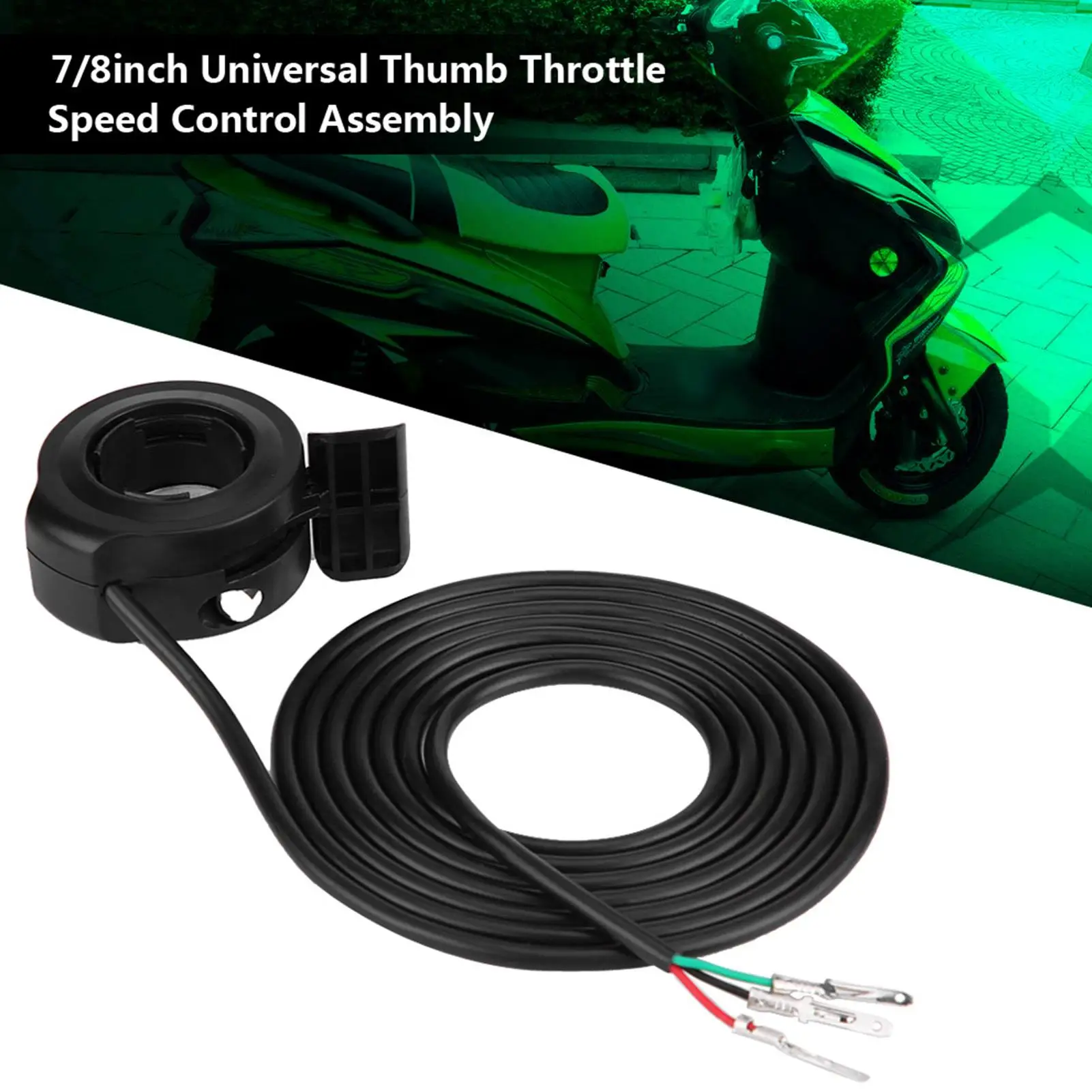 22mm 7/8inch Universal Black Thumb Throttle Assembly Plastic Metal Speed Control Assembly for e -Bike Electric Bike Scooters