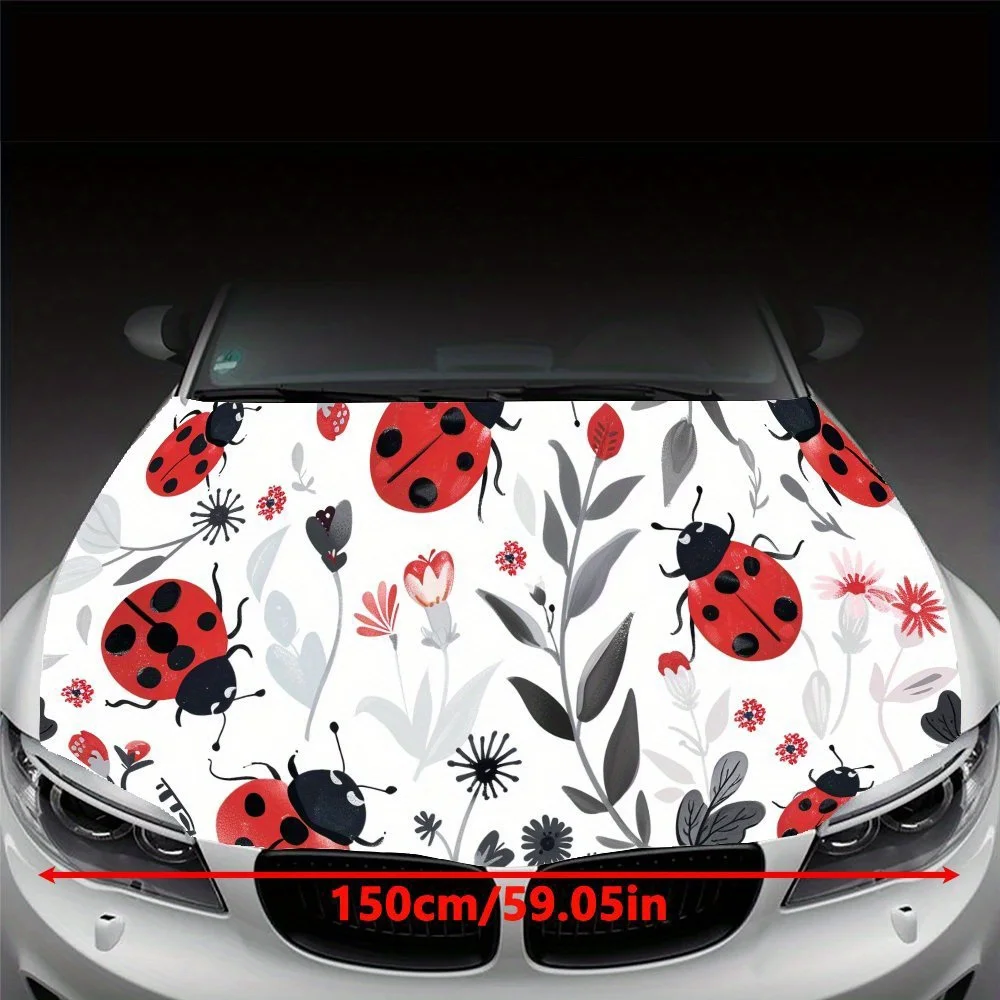 Mysterious Insect Bloom Car Hood Vinyl Wraps Sticker, Car Engine Decal, Waterproof Self-adhesive Car Packaging Cover, Universal