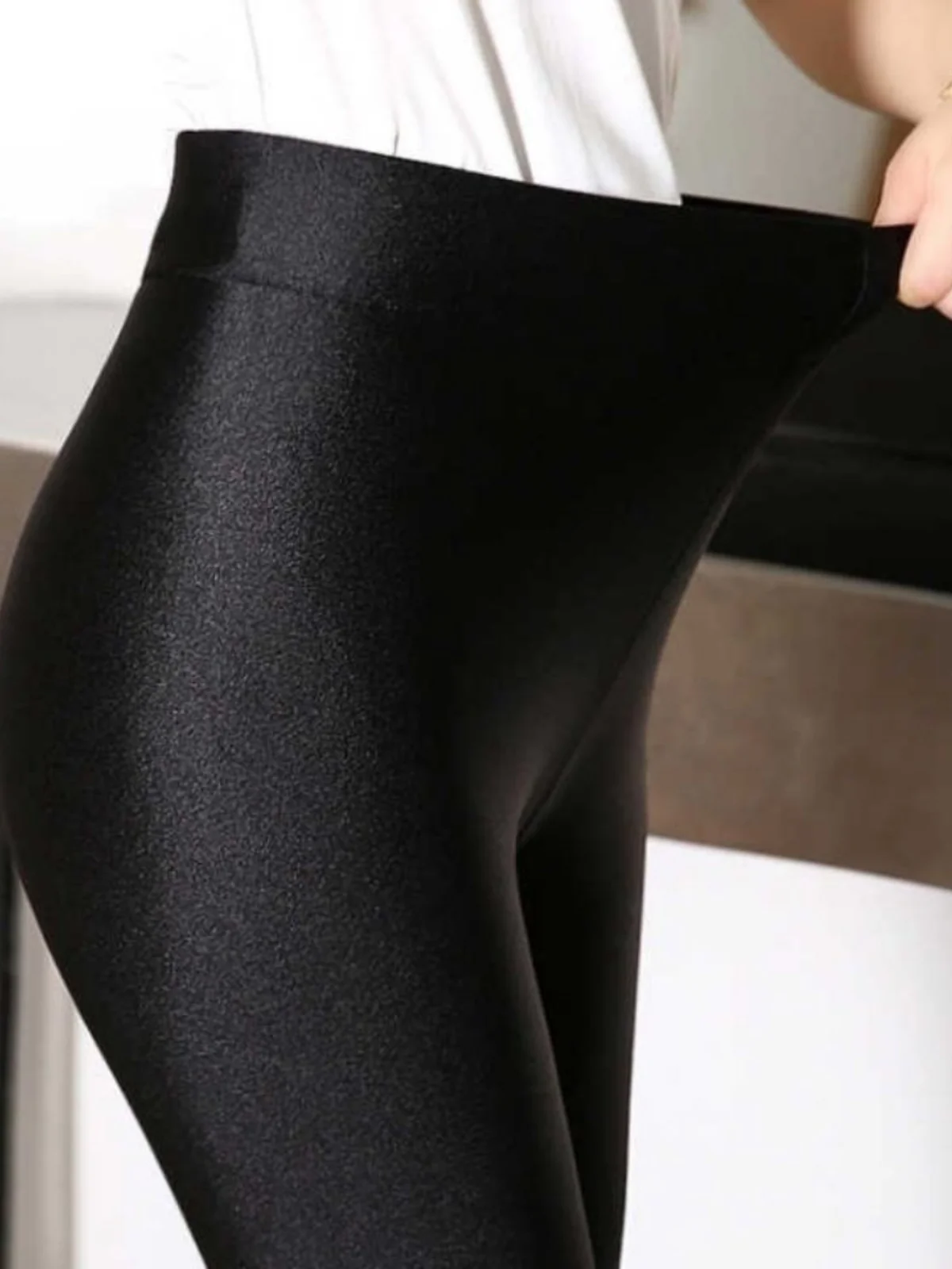 Damskie spodnie z wysokim stanem z jedwabiu lodowego, elastyczne, wyszczuplające, dziewięcioczęściowe, z wkładkami, wygodne, oddychające, modne.