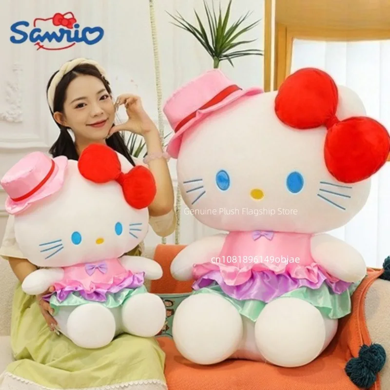 

40/50/60cm Big Size Sanrio Hello Kitty Hat Modeling Anime Plush Stuffed Doll Room Decoration Plushies Pillow Ornaments Gifts