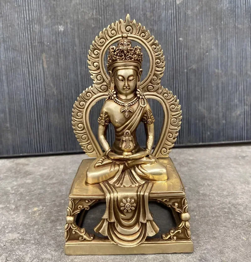 Antique Old bronze Amitayus Amitabha Aparimita Buddha statue blessed Kwan-yin