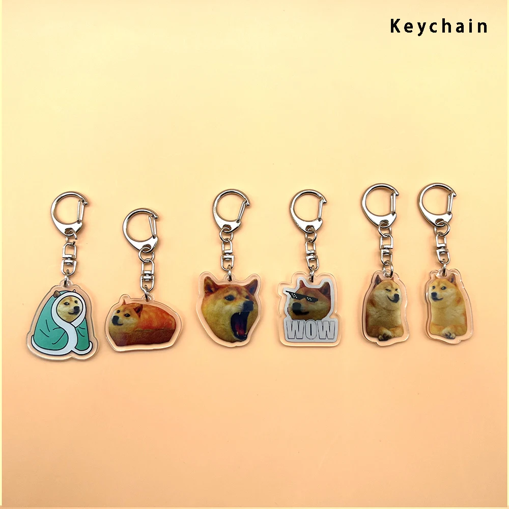 1pcs/6pcs Cute Pet Keychain/Mobile Phone Hanging Rope Acrylic Dog Keychain Bookbag Hanging Accessories