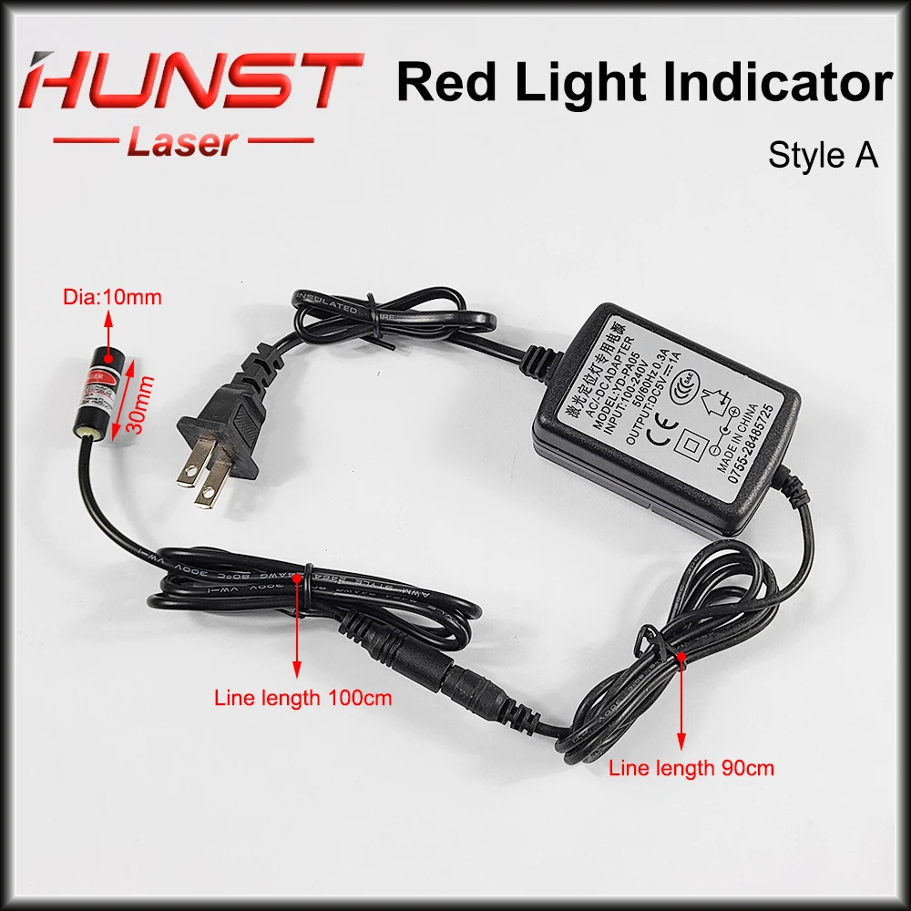 HUNST Red Dotted Beam Light 650nm 5V Infrared Adjustable Laser Module Locator + Adapter for Fiber Marking or Cutting Machine