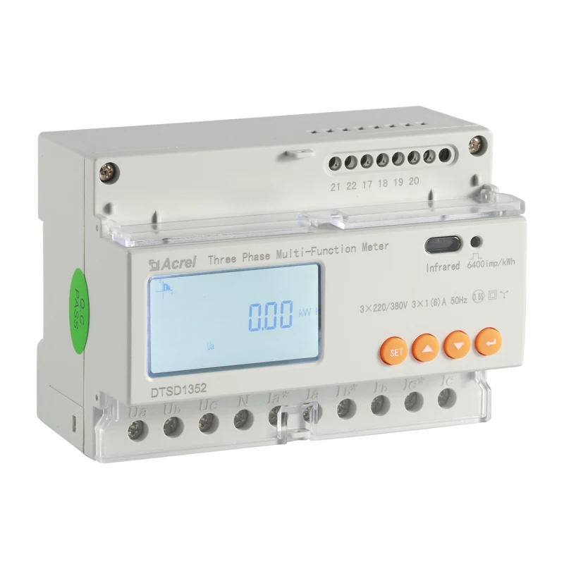 

3-phase 4-wire smart energy meter DTSD1352 used for industrial energy consumption measurement with 485 remote communication.