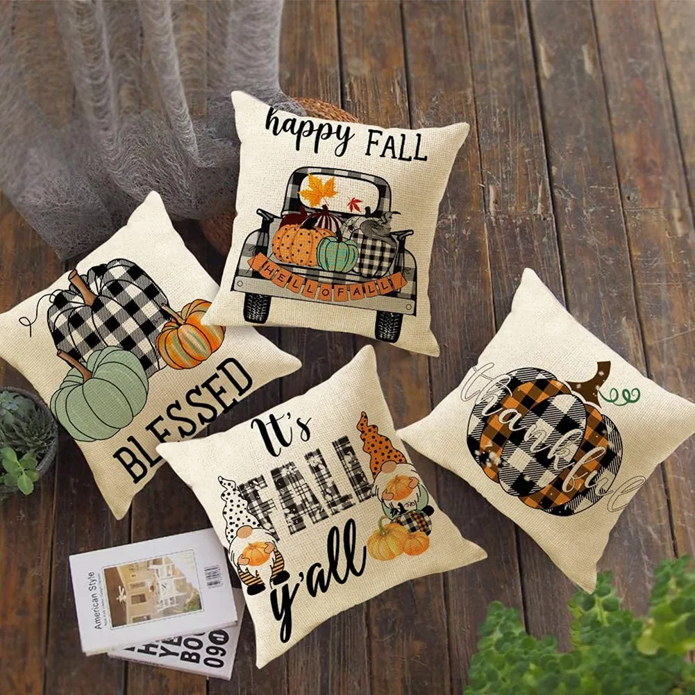 Eas-queda capas de almofada decorativas 18x18, almofadas lance casos de almofada de outono para sofá ao ar livre fazenda decoração de casa