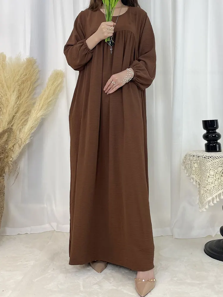 Inner Abaya for Women  Crepe Casual Muslim Long Dress Hijabs Robe Ramadan Prayer Islamic Clothing Dubai Turkish Modest Kaftan