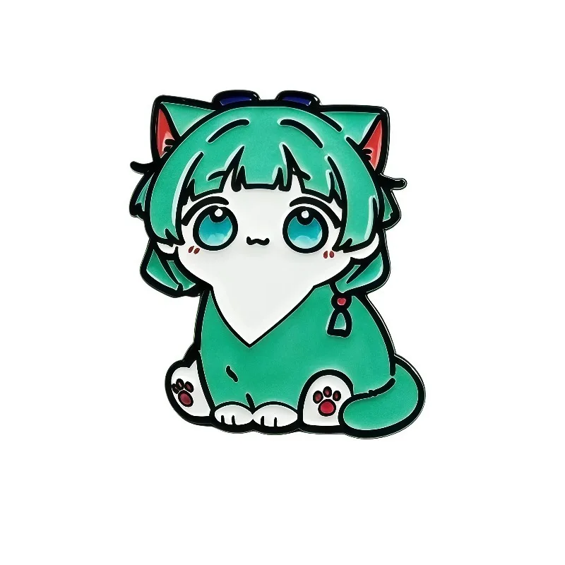 Hatsune Miku Anime Cat Shaped Metal Brooch Cute Cartoon Cartoon Badge Men and Women General Clothing Accessories