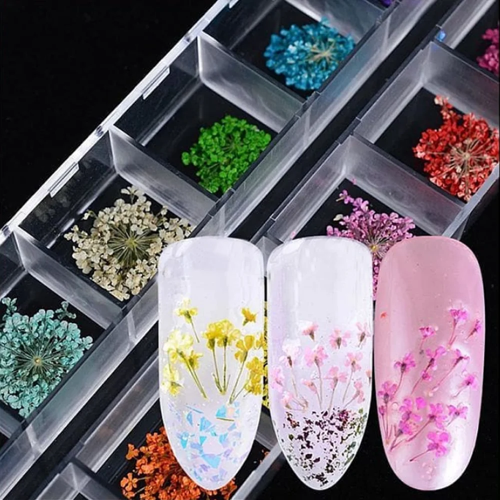 

12Pcs/Box Nail Art Dried Folwers Mom Box Decoration Japanese Summer Nail Charms 5D Dry Flower Nail Accessories Nails Trend 2022#