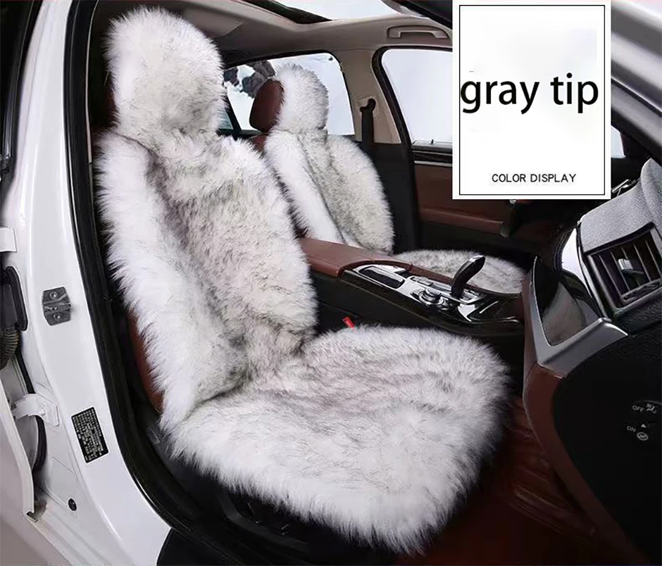 1Pcs Faux Sheepskin Seat Cover For Cars Front Auto Plush Fur Car Seat Covers Unviersal Chair Cushion Floor Mat  Car Accessories