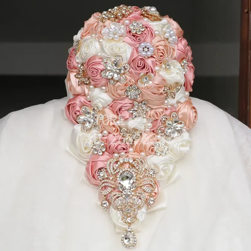 for Bridal Wedding Waterfall Water Drop Bouquet Simulated Rose Bouquet Amazon Wedding Supplies Spot Wholesale