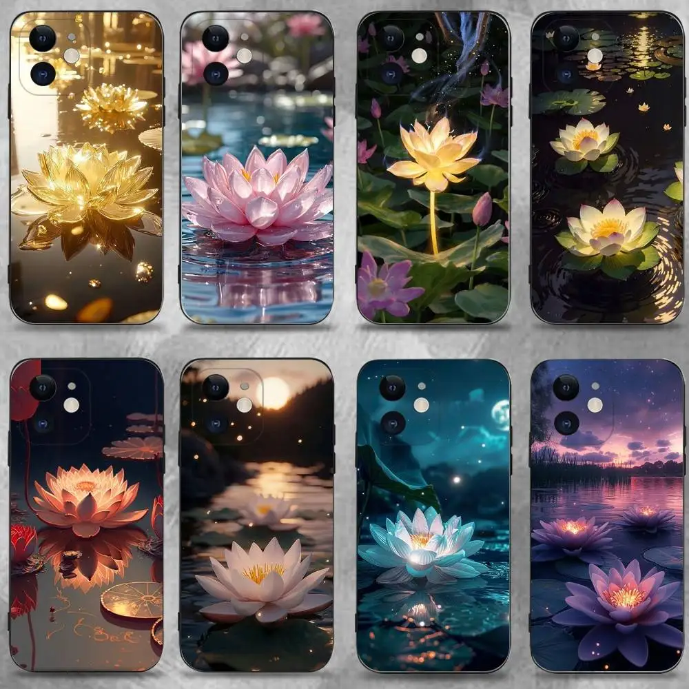 

Flower Of Life In Lotus Phone Case For iPhone 17,16,15,14,13,12,11 Plus,Pro Max,XS,X,XR,SE,Mini,8,7,Soft Silicone Black Cover