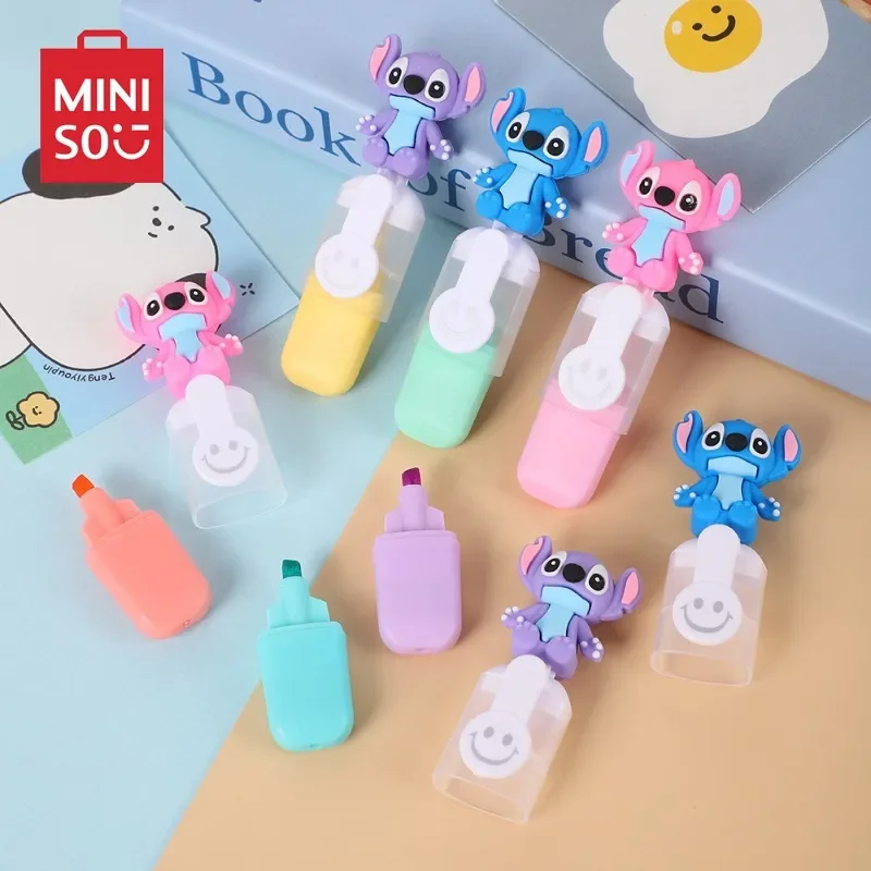 Cute Stitch Style Disney Mickey Mini Highlighter Pen Set Preschool Students Graffiti Watercolor Fashion Festival Gifts Boy Girl