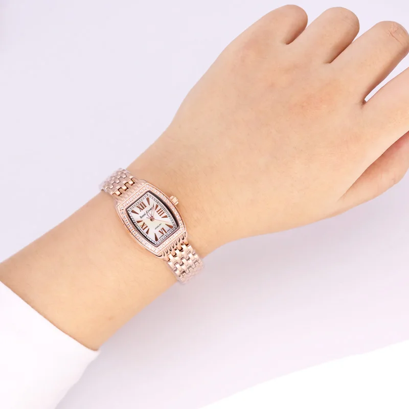 Luxury Jewelry Lady Women\'s Watch Fine Fashion Small Square Hours Mother-of-pearl Bracelet Girl\'s Gift Royal Crown Box