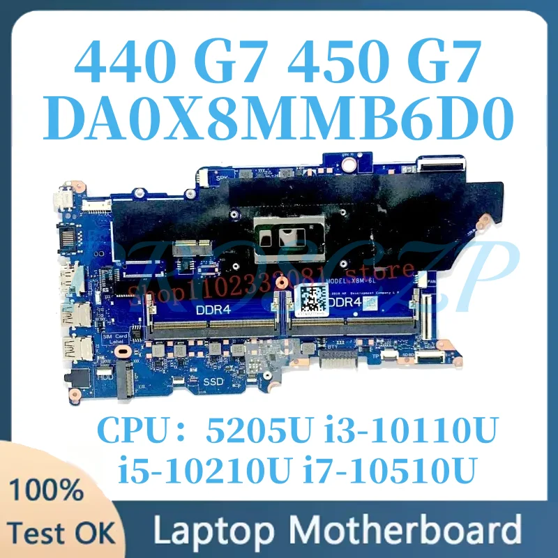 

DA0X8MMB6D0 For H P ProBook 440 G7 450 G7 Laptop Motherboard With 5205U i3-10110U i5-10210U i7-10510U CPU DDR4 UMA L78083-601