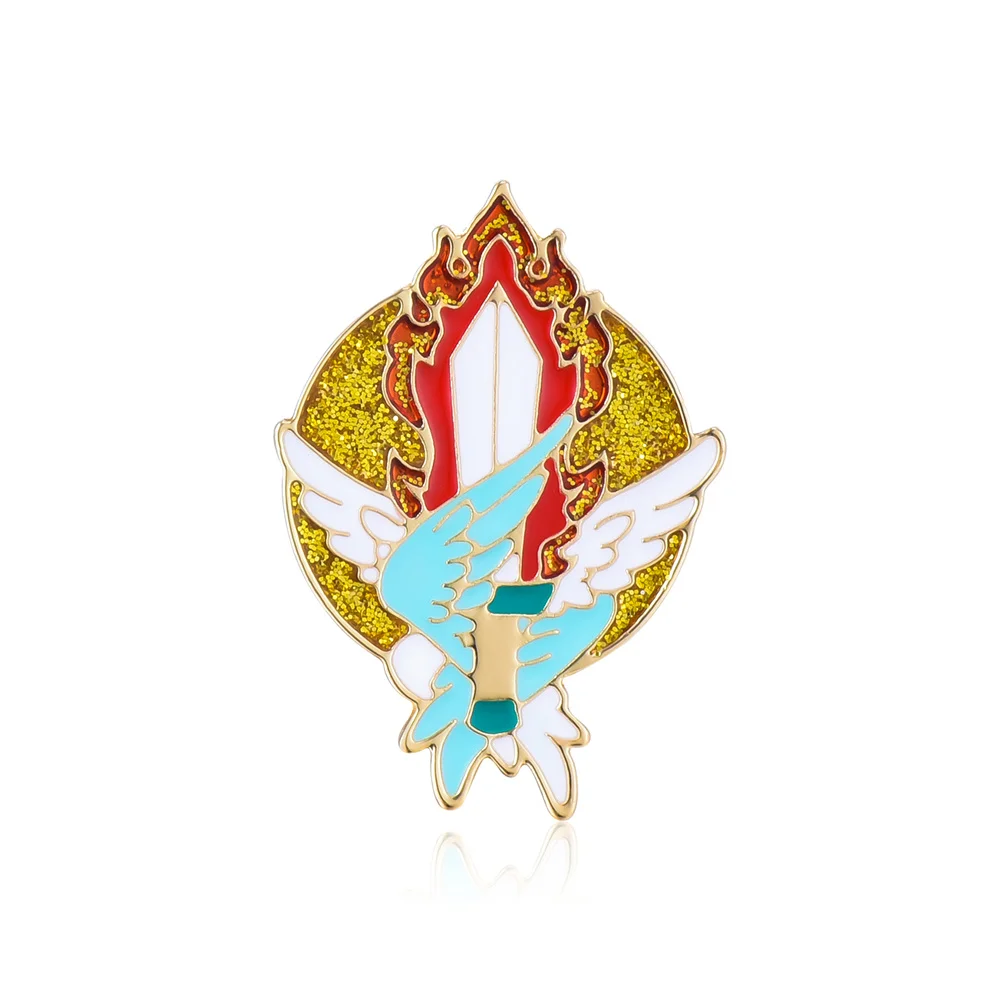 Popular Movie Good the Omens Angel and Sword Enamel Pins Cartoon Series Cute Collection Badge Hat Backpack Brooch