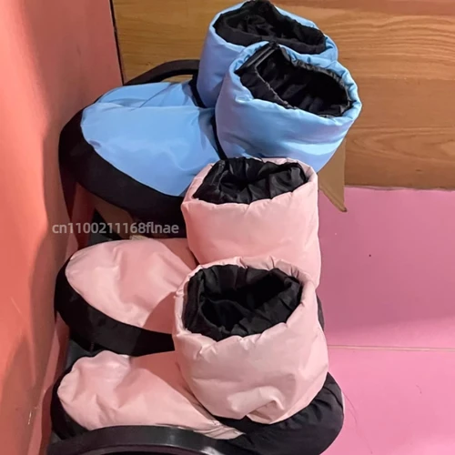 Imagen 2 del producto Botas cálidas de ballet, zapatos de algodón para práctica de baile de suela blanda para mujer, zapatos de baile cálidos de invierno gruesos de felpa profesionales para niños