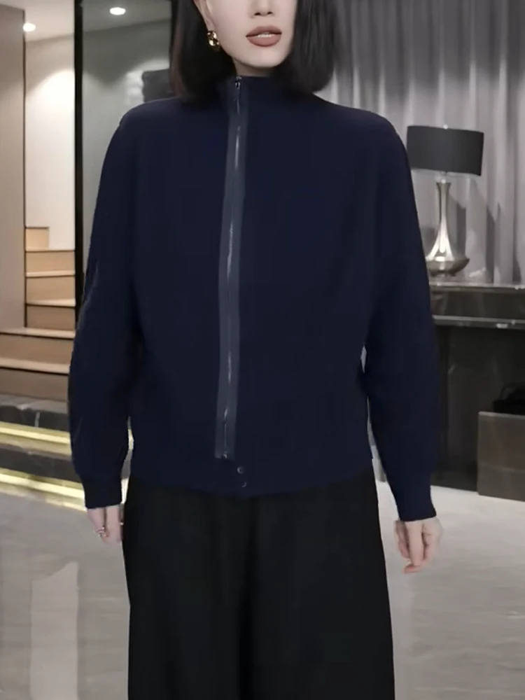 

Faionable Retro Large Size Knitted Sweater Commute Diagonal Zipper Casual Color High-End Autumn Winter New Arrival