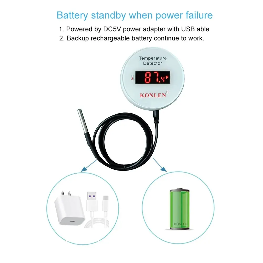 KONLEN Tuya Wifi sensore di temperatura 3m sonda filo termometro digitale Smart Life Home Water Pool congelatore termostato allarme remoto