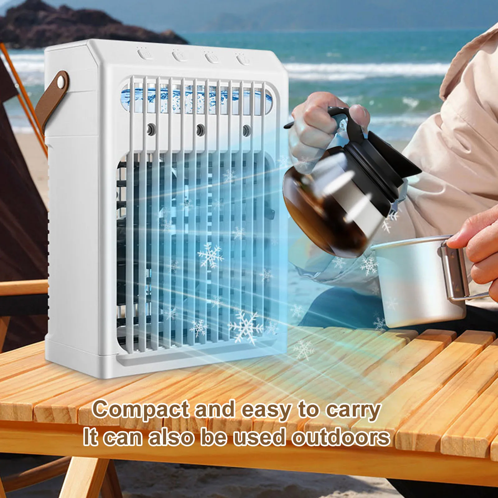 

Portable Air Conditioner Fan 10W Air Conditioner Humidifier 7 Color Night Light USB Power Supply Multi Functional for Camping