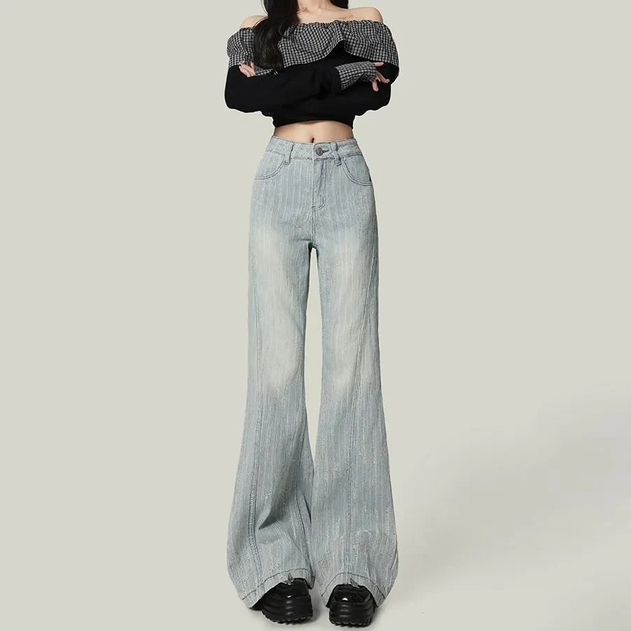 

Straight Tube Loose Womens Highwaisted Jeans Look Thinner Retro Wide Leg All Seasons Basic Autumn Winter Versatile Casual