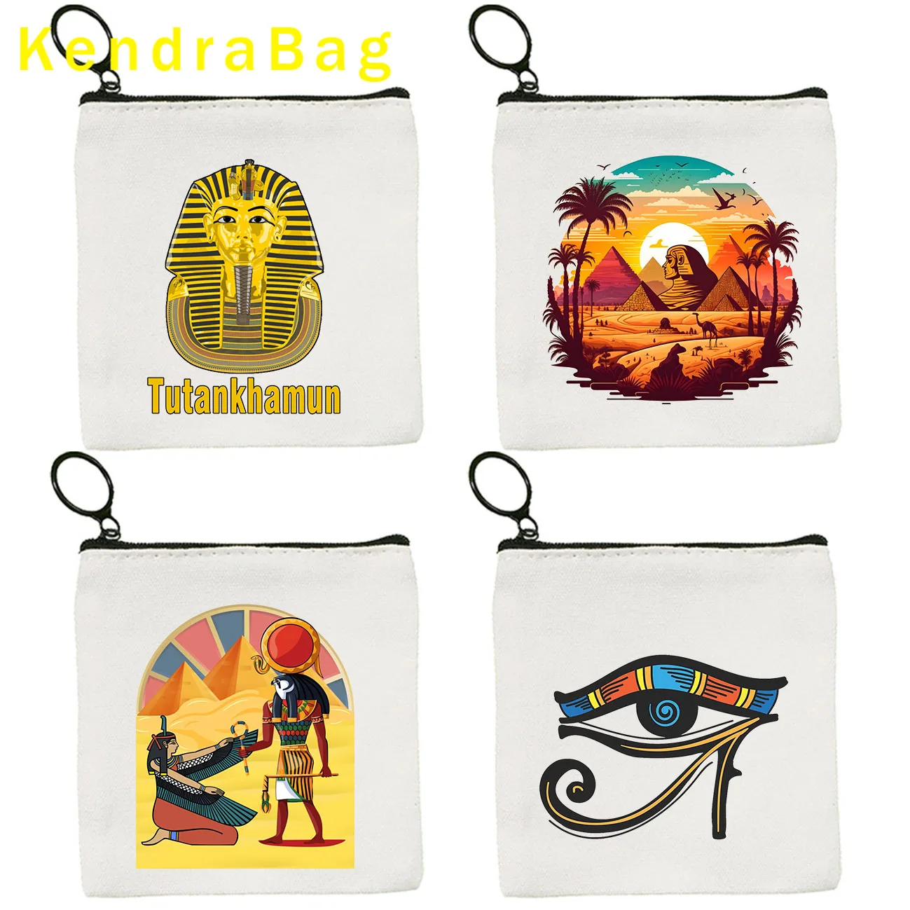 

Egyptian Pyramid Eye Of Horus Pharaoh Ancient Egypt Key Coin Purse Canvas Bag Pouch Storage Cotton Card Bags Wallet Zipper Gifts