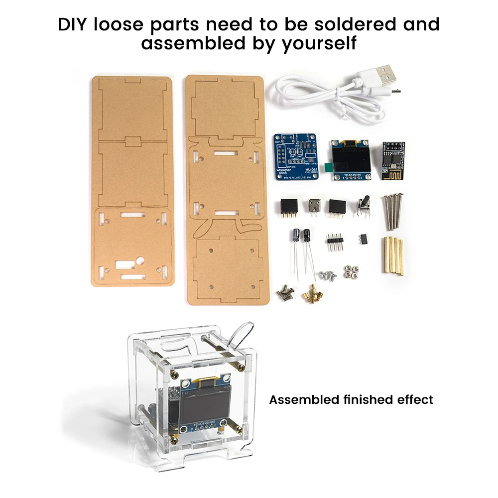 Imagem -06 - Mini Kit Relógio Eletrônico Display Oled Suporte 2.4g Rede Wifi Solda Divertida Parte Solta 0.96 Esp8266
