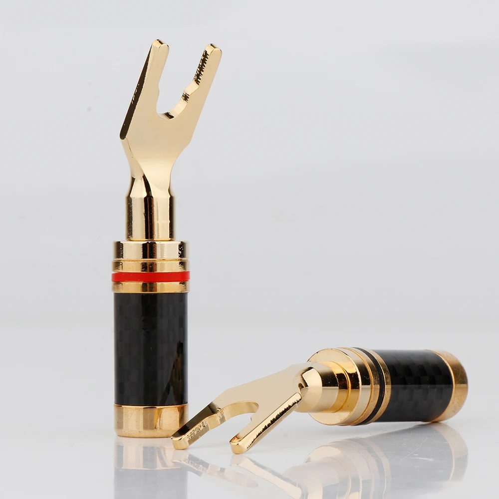 Hi-End Sy1532 Messing mit 24 Karat vergoldeter Verriegelung schraube Y-Spaten stecker Lautsprecher kabel Kabelst ecker 7,5mm Durchmesser – Detail 4
