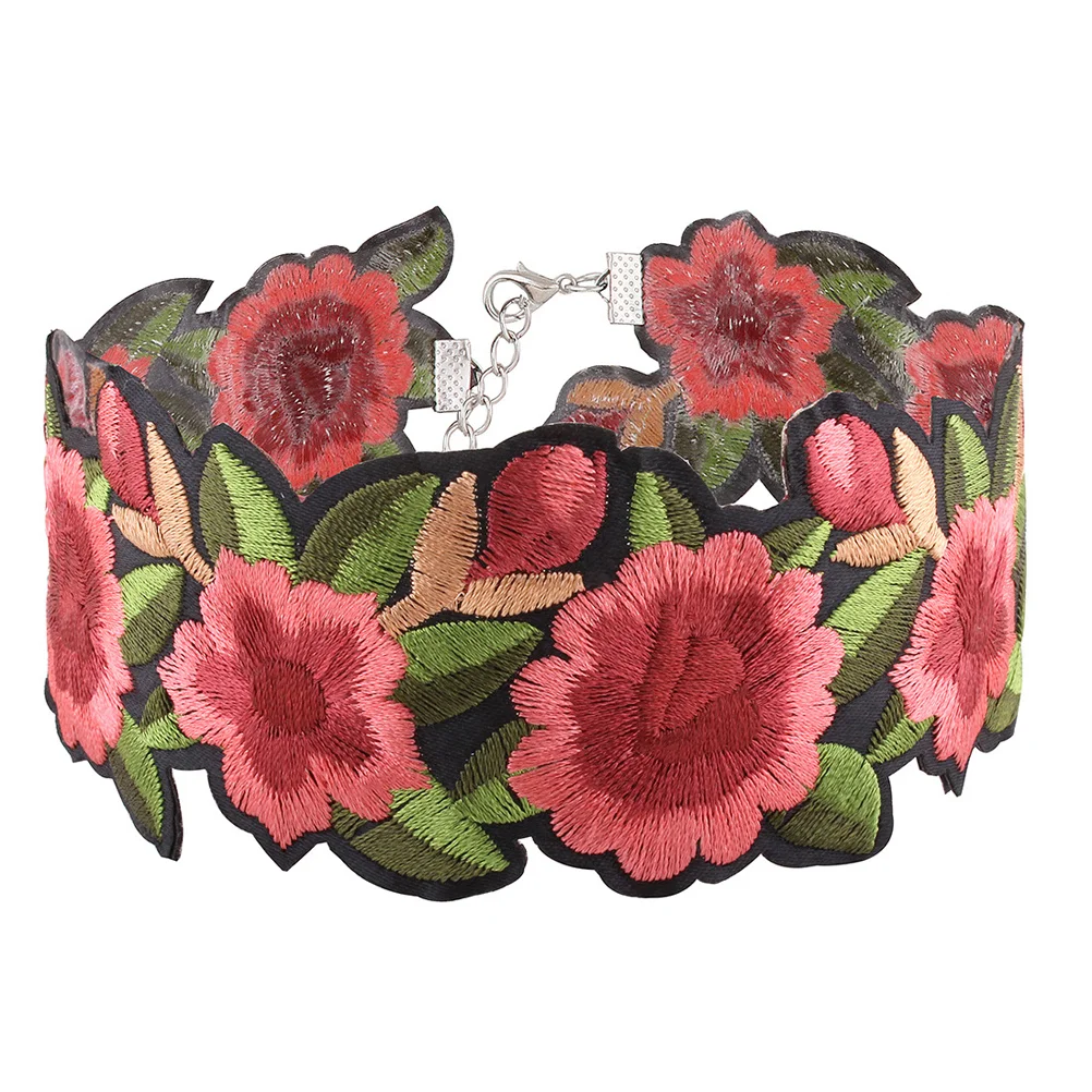 

Choker Necklace for Women Embroidered Chocker European and American Chic Flower Women's