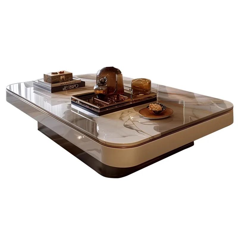 

Marble coffee table light luxury modern flat floor living room home new high-end tea table advanced design sense large apartment