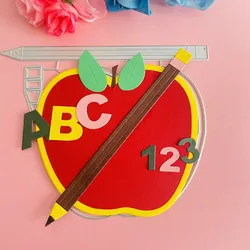 happy teahcer day apple letter pencil die Metal Cutting Dies DIY Scrapbook Paper Cards Embossing Craft Die Cut handmade craft